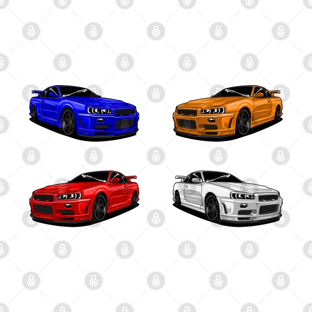 4 x R34 skyline JDM by Car_Designer