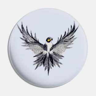 Snow Kestrel Spreading Wings Pin