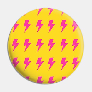 Hot Pink Lightning Pattern on Bright Yellow Pin