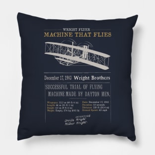 Wright Brothers Tribute 1903 Wright Flyer Flight First Plane Gift Present Aviation Pillow