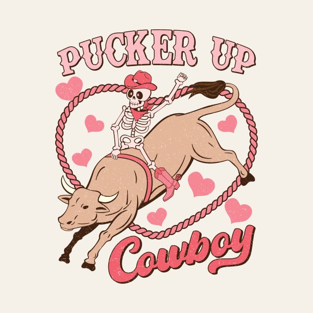 Pucker Up Cowboy Retro Skeleton Funny by Nessanya