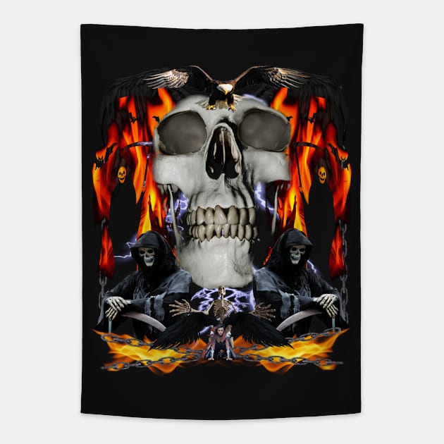 Hecka Sick 90's HELL Skeleton Tee - Very Cool And Sick Y2K Epic And Awesome Wow Tapestry by blueversion