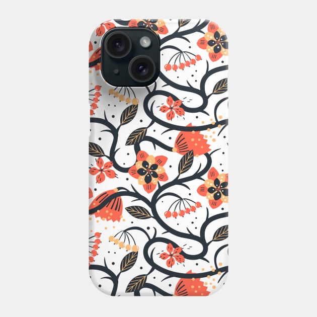 Orange Flower Pattern Phone Case by MarjanShop