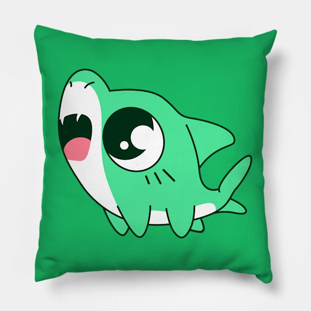 Green Baby Shark Pillow by JonWKhoo