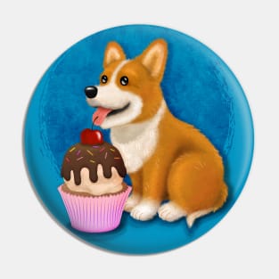 Corgi Loves Sweets Pin