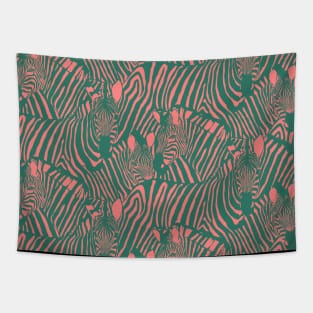 Pink and Teal Zebra Tapestry