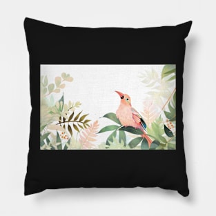 Whimsical and Cute Watercolor Bird Pillow