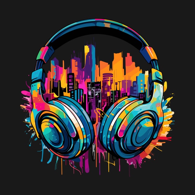 Headphone Music Non Stop Fun Urbain City Life by Cubebox