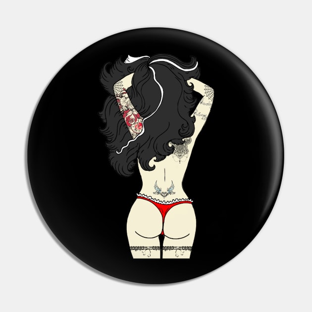 Sexy Alternative Tattooed Girl Sexy Lingerie Design Red Pin by mightbelucifer