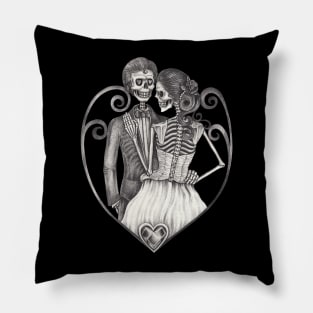 Skeleton lovers couple love wedding. Pillow