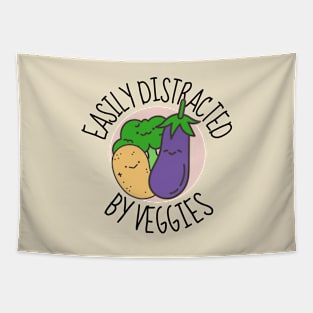 Easily Distracted By Veggies Funny Tapestry