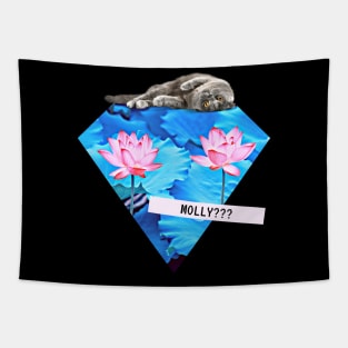 Katze Molly Lotus Diamant Techno Party Vaporwave Tapestry