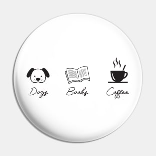 Dogs Books Coffee Pin