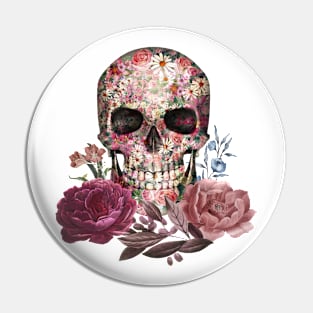 Flowery Skull Pin