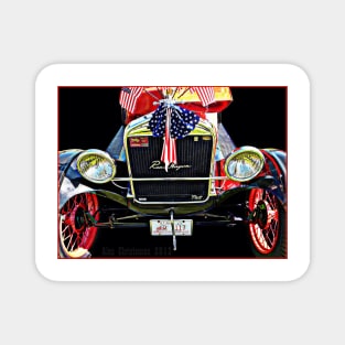 Red White and Blue American Ranch Wagon Magnet