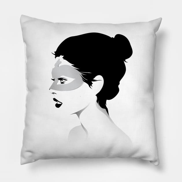 Girl Wearing a Mask Pillow by kui1981