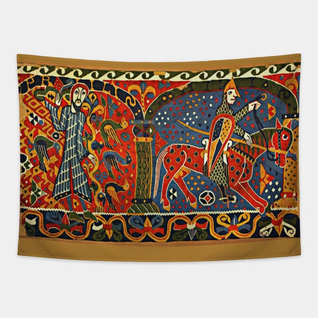 NORWEGIAN BALDISHOL TAPESTRY Medieval Knight Horseback Medieval Knight Horseback Tapestry TeePublic