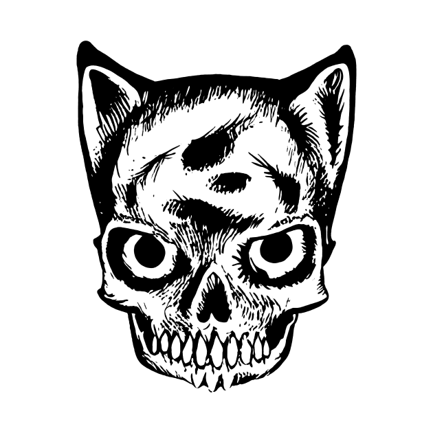 cat skull king pet cemetery classic kitty design evil cute cat happy death by Tiger Picasso