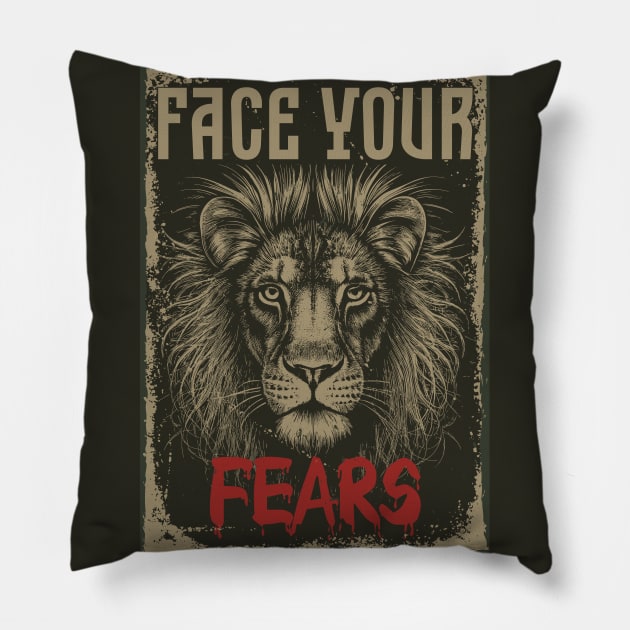 The Face of Your Fear Pillow by CatCoconut-Art