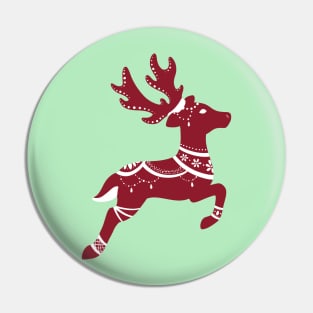 Red and White Decorated Reindeer Pin