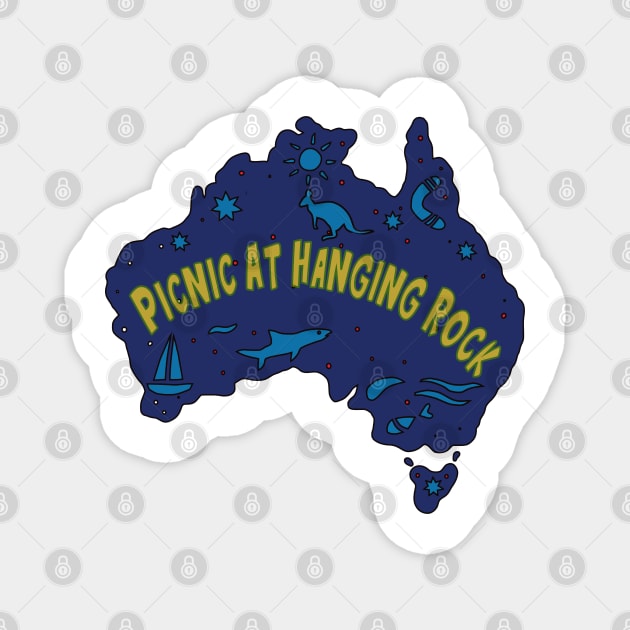 AUSSIE MAP PICINIC AT HANGING ROCK Magnet by elsa-HD