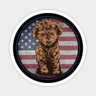 Cute Cavapoo USA America Flag Magnet