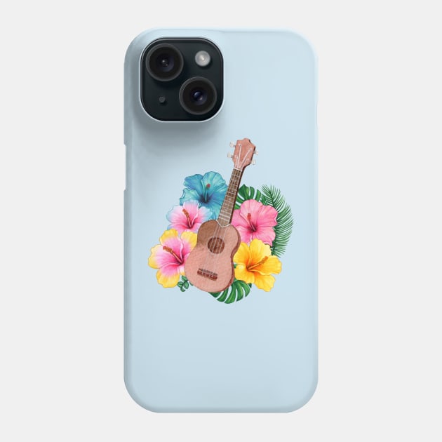 Watercolor Ukulele Hibiscus Phone Case by soulfulprintss8