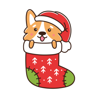 Corgi puppy in christmas sock T-Shirt