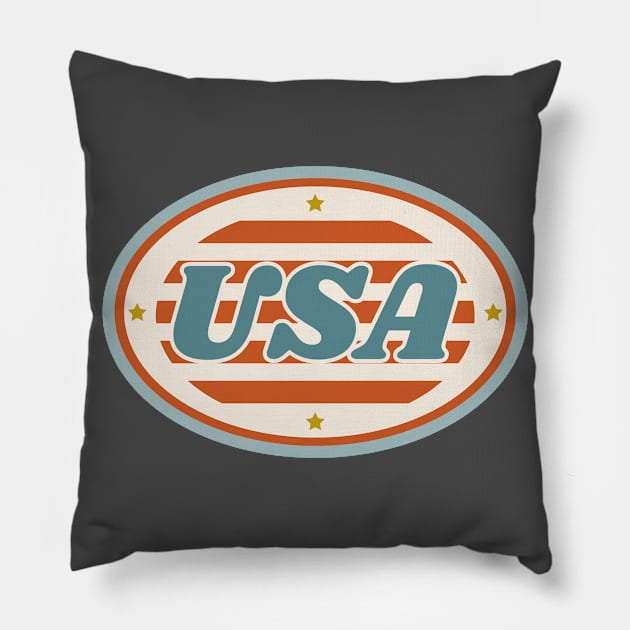 Patriotic Vintage USA Sign Pillow by InkyArt