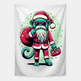 Jolly Japes: Santa Monkey's New Year Fiesta Tapestry