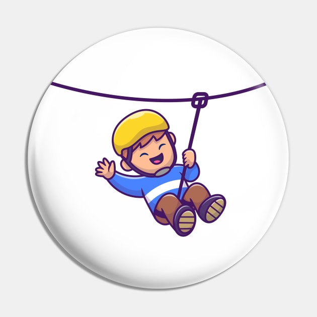 Cute Boy Playing Flying Fox Pin by Catalyst Labs