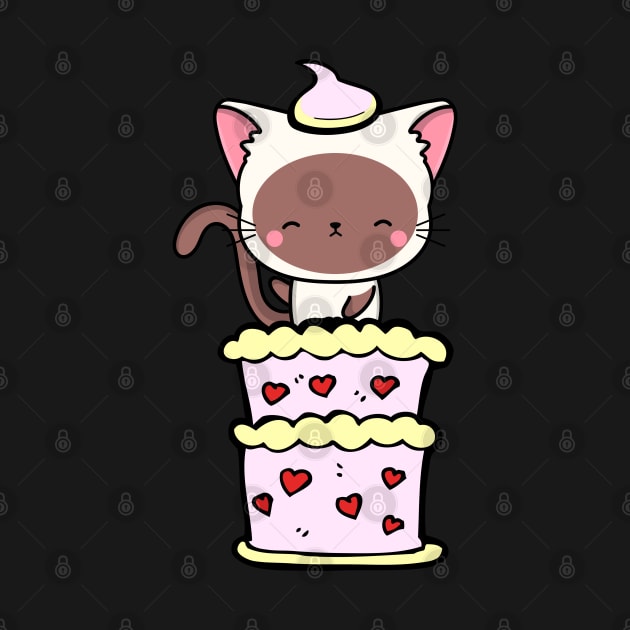 Funny white cat jumping out of a cake by Pet Station