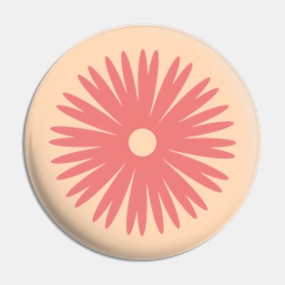 Flower 1, Minimalist Abstract Floral in Coral and Cream Pin