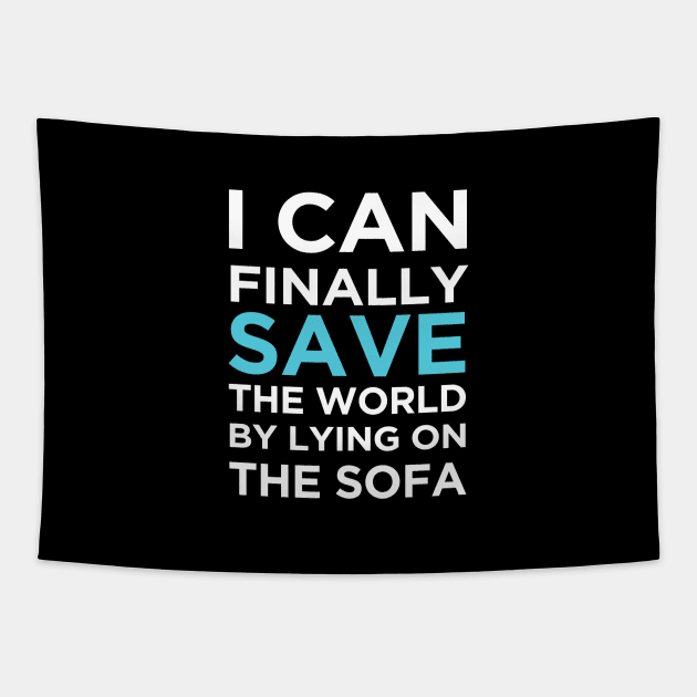 Quarantine For safe stay at home lying on the sofa Tapestry by SweetMay