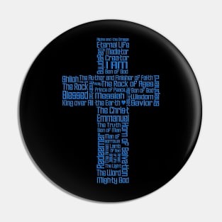 Cross Names of Jesus Blue Pin