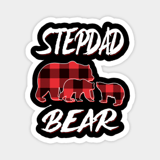 Stepdad Bear Red Plaid Christmas Pajama Matching Family Gift Magnet