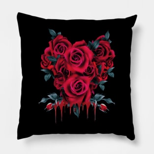 Soft Grunge Aesthetic Bleeding - Red Roses - Punk Nu Goth Pillow