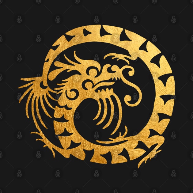 Gold Circular Dragon by ppandadesign