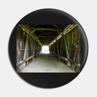 Covered Bridge Photograph Tunnel Vision Perspective Art: Available on Face Masks, Pillows, Phone Cases & Gifts Pin