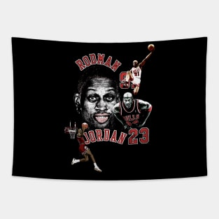Dennis Rodman Bulls 91 & Michael Jordan 23 Vintage Tapestry