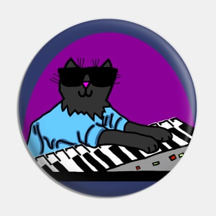 Cool Cat Wearing Sunglasses Makes Music Pin