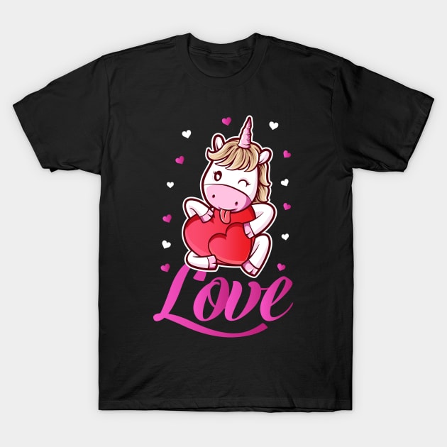 Unicorn Love Heart Valentine's Day Shirt For Women Girls T-Shirt Unicorn Love Heart Valentine's Day Shirt For Women Girls T-Shirt