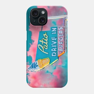 Vintage Neon Sign Pink Aqua Teal Clouds Sunset Ice Cream Drive In Phone Case