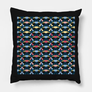 Dark blue, light yellow and bricks red retro geometrical semicircles pattern Pillow