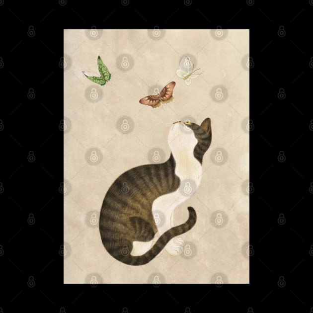 Minhwa: cat & butterflies (Korean traditional/folk art) by minsillust