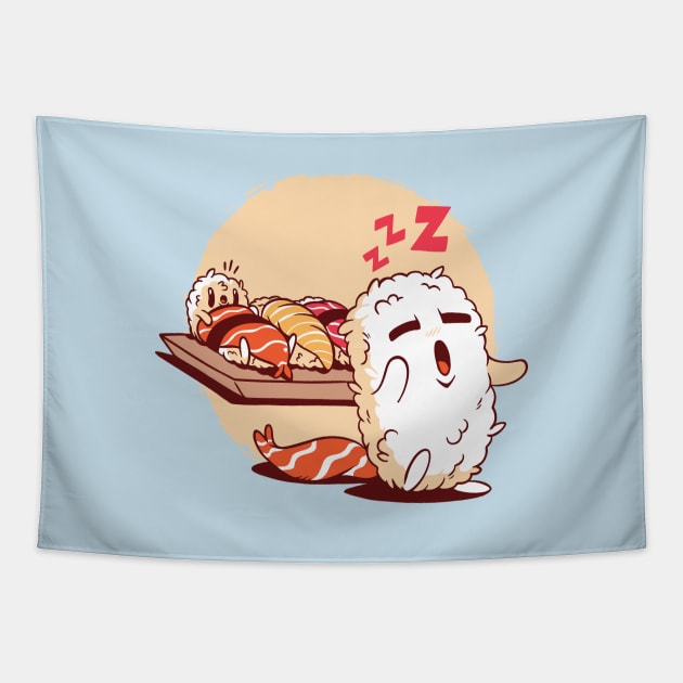 Sleepwalking Sushi Tapestry by Safdesignx