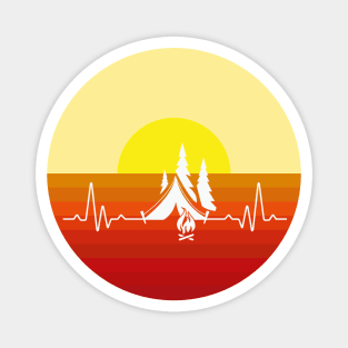 Vintage Sunset Camping Heartbeat Magnet