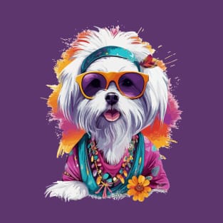 Hippie Spirit: Maltese Embracing the Peace and Love T-Shirt