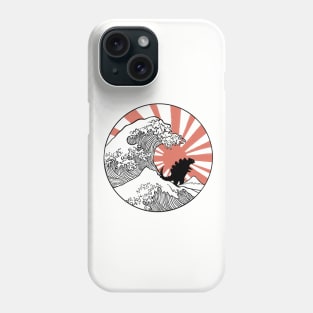 The great wave of Godzilla rising sun Phone Case