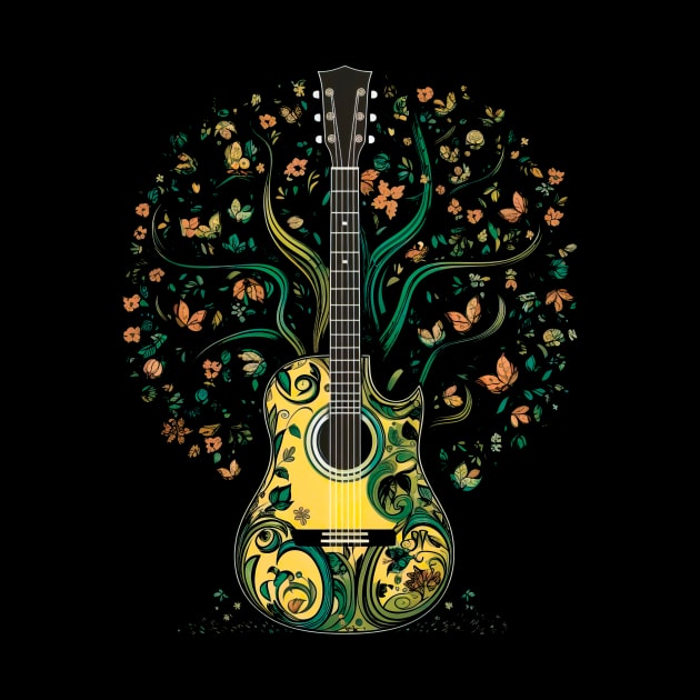 Acoustic Guitar Tree Guitar Player Nature Guitarist by Cute Creatures